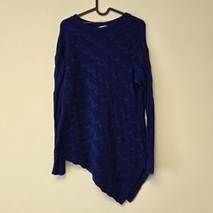 Peter Nygard Cable Knit Angled hem sweater Blue L